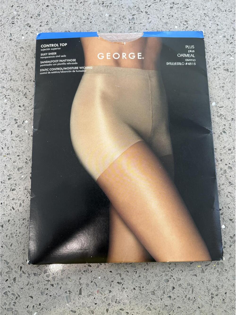 George Control Top Silky Sheer Sandalfoot Pantyhose Plus Oatmeal (#5)